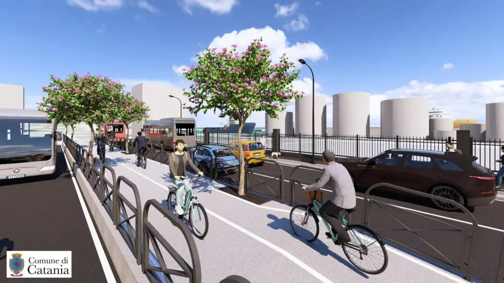 pista ciclabile colombo catania rendering